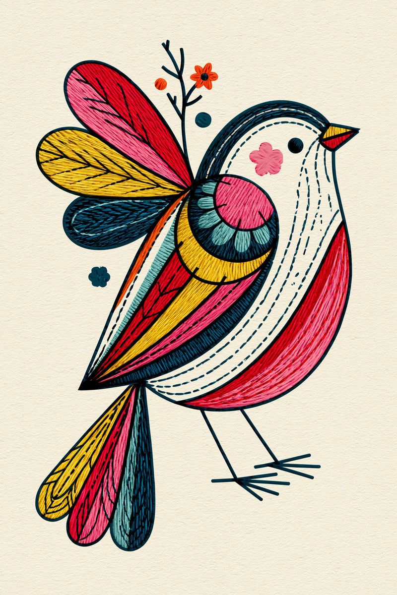 Playful Bird Patch Color Pop from Color Pop Patches & Playful Motifs Book 5, a digital embroidery design reference for machine embroidery designs, embroidery patterns and embroidery design reference.