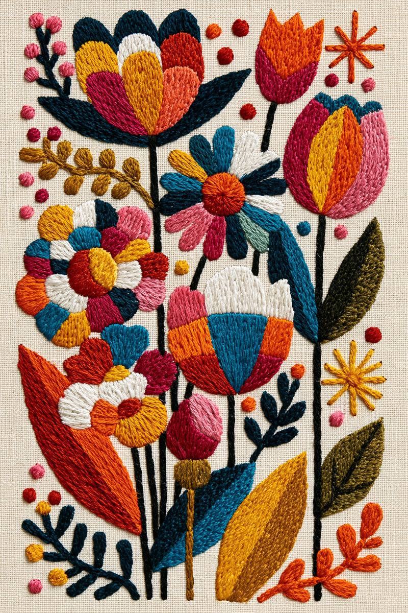 Playful Botanical Patch Library Plate from Color Pop Patches & Playful Motifs Book 3, a digital embroidery design reference for machine embroidery designs, embroidery patterns and botanical and floral embroidery.