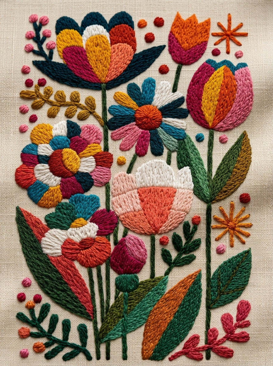 Playful Botanical Patch Library Plate from Color Pop Patches & Playful Motifs Book 3, a digital embroidery design reference for machine embroidery designs, embroidery patterns and botanical and floral embroidery.
