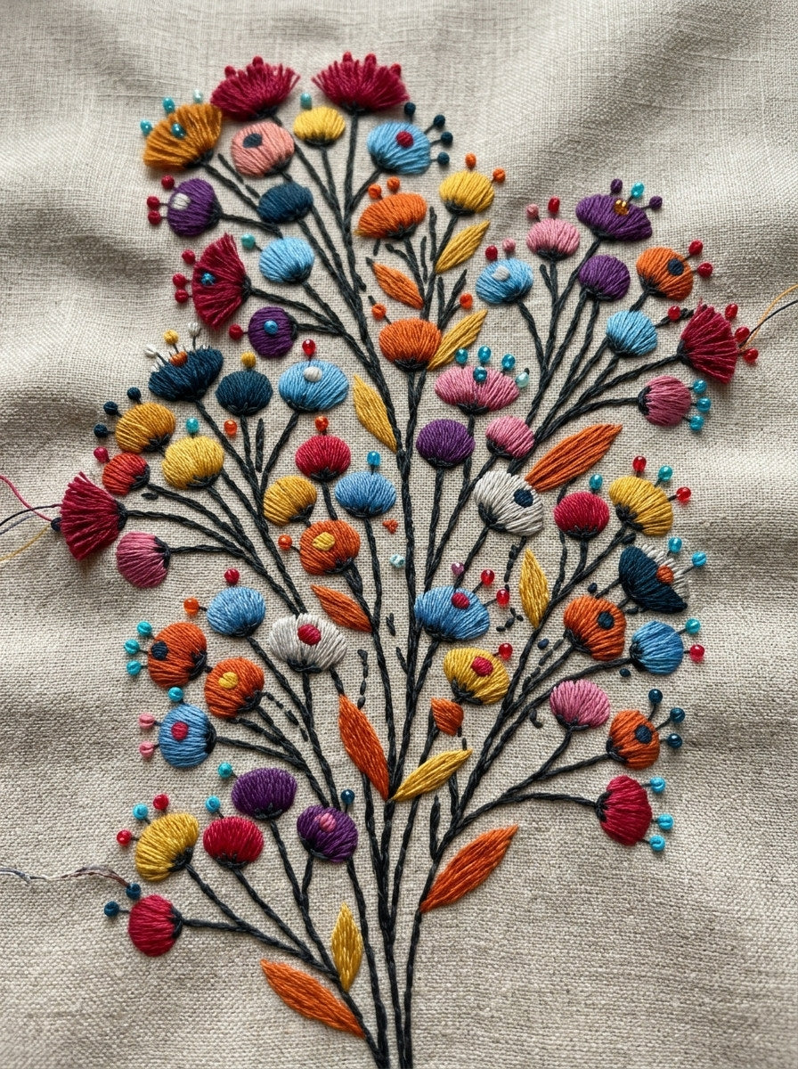 Playful Dot Flower Filler Color from Color Pop Patches & Playful Motifs Book 3, a digital embroidery design reference for machine embroidery designs, embroidery patterns and botanical and floral embroidery.