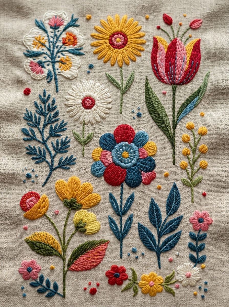 Playful Floral Patch And Botanical from Color Pop Patches & Playful Motifs Book 5, a digital embroidery design reference for machine embroidery designs, embroidery patterns and botanical and floral embroidery.