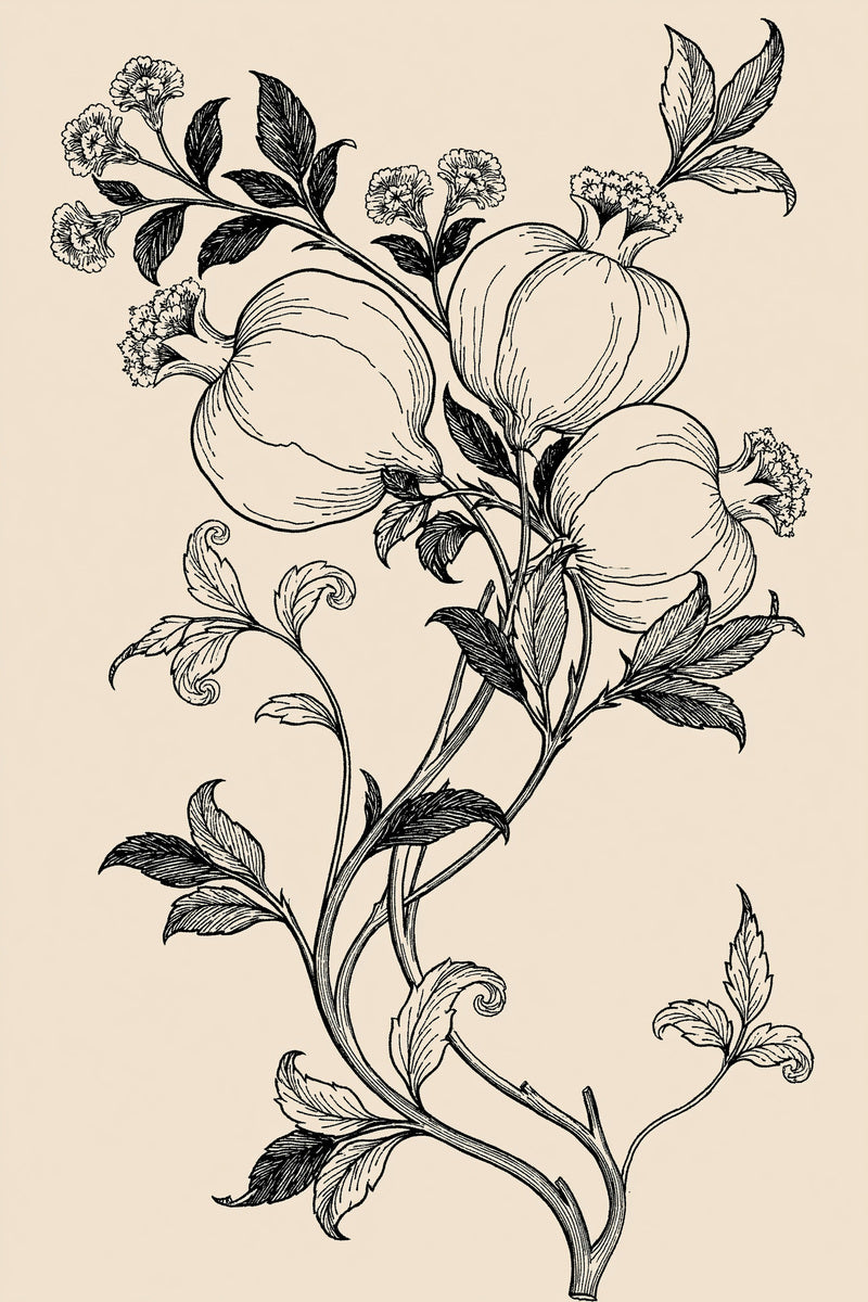 Pomegranate Branch Persian Motif Mughal from Mughal, Persian & Oriental Embroidery Book 4, a digital embroidery design reference for machine embroidery designs, embroidery patterns and embroidery design reference.