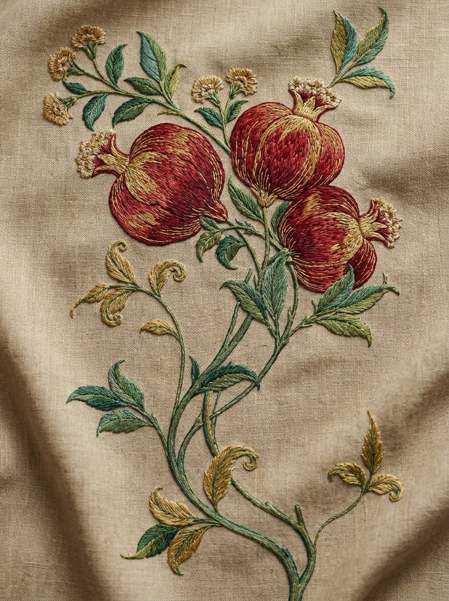 Pomegranate Branch Persian Motif Mughal from Mughal, Persian & Oriental Embroidery Book 4, a digital embroidery design reference for machine embroidery designs, embroidery patterns and embroidery design reference.