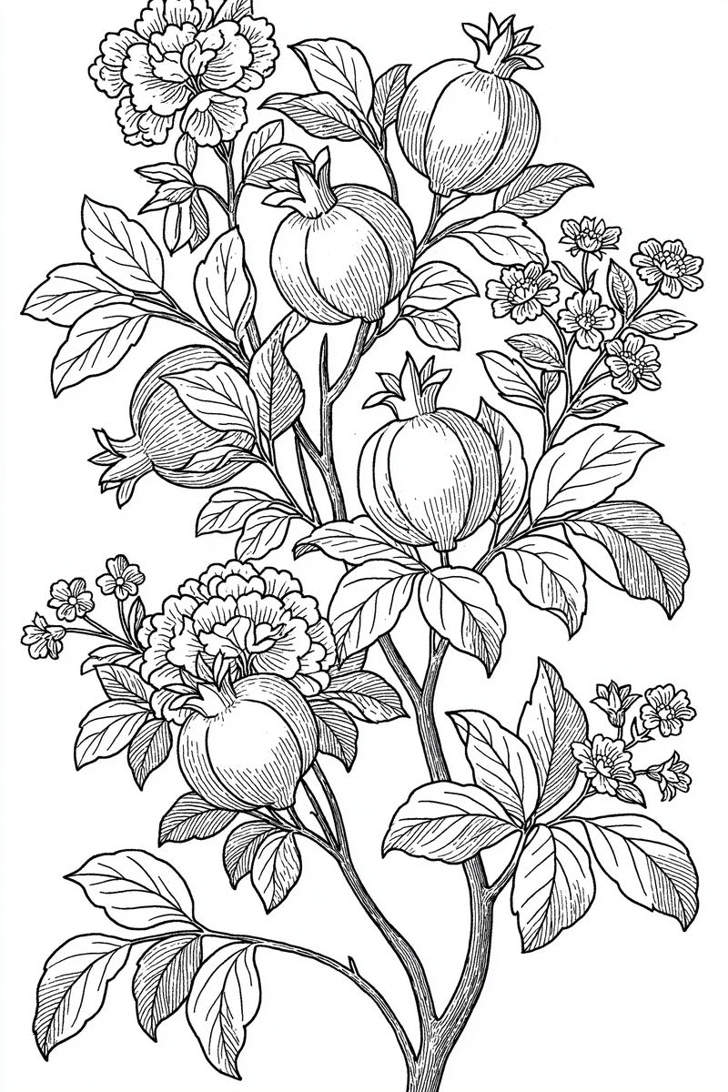 Pomegranate Tree Of Life 02 from Jacobean & Crewel Embroidery Book 2, a digital embroidery design reference for machine embroidery designs, embroidery patterns and embroidery design reference.