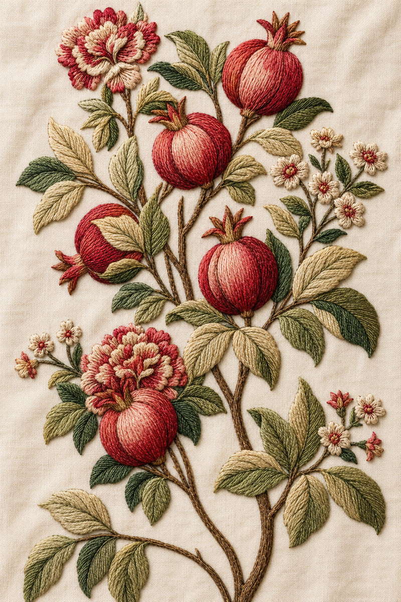 Pomegranate Tree Of Life from Jacobean & Crewel Embroidery Book 2, a digital embroidery design reference for machine embroidery designs, embroidery patterns and embroidery design reference.