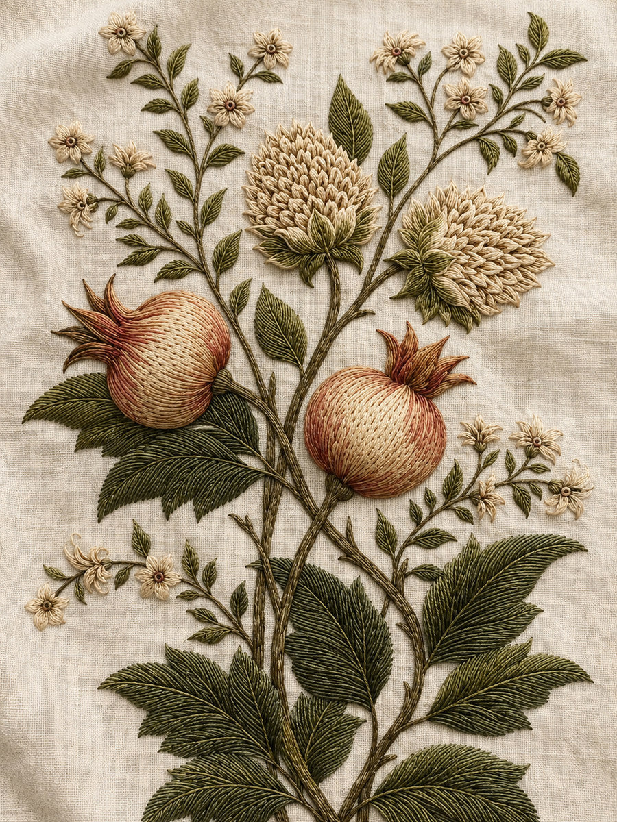 Pomegranate Tree Of Life from Jacobean & Crewel Embroidery Book 3, a digital embroidery design reference for machine embroidery designs, embroidery patterns and embroidery design reference.