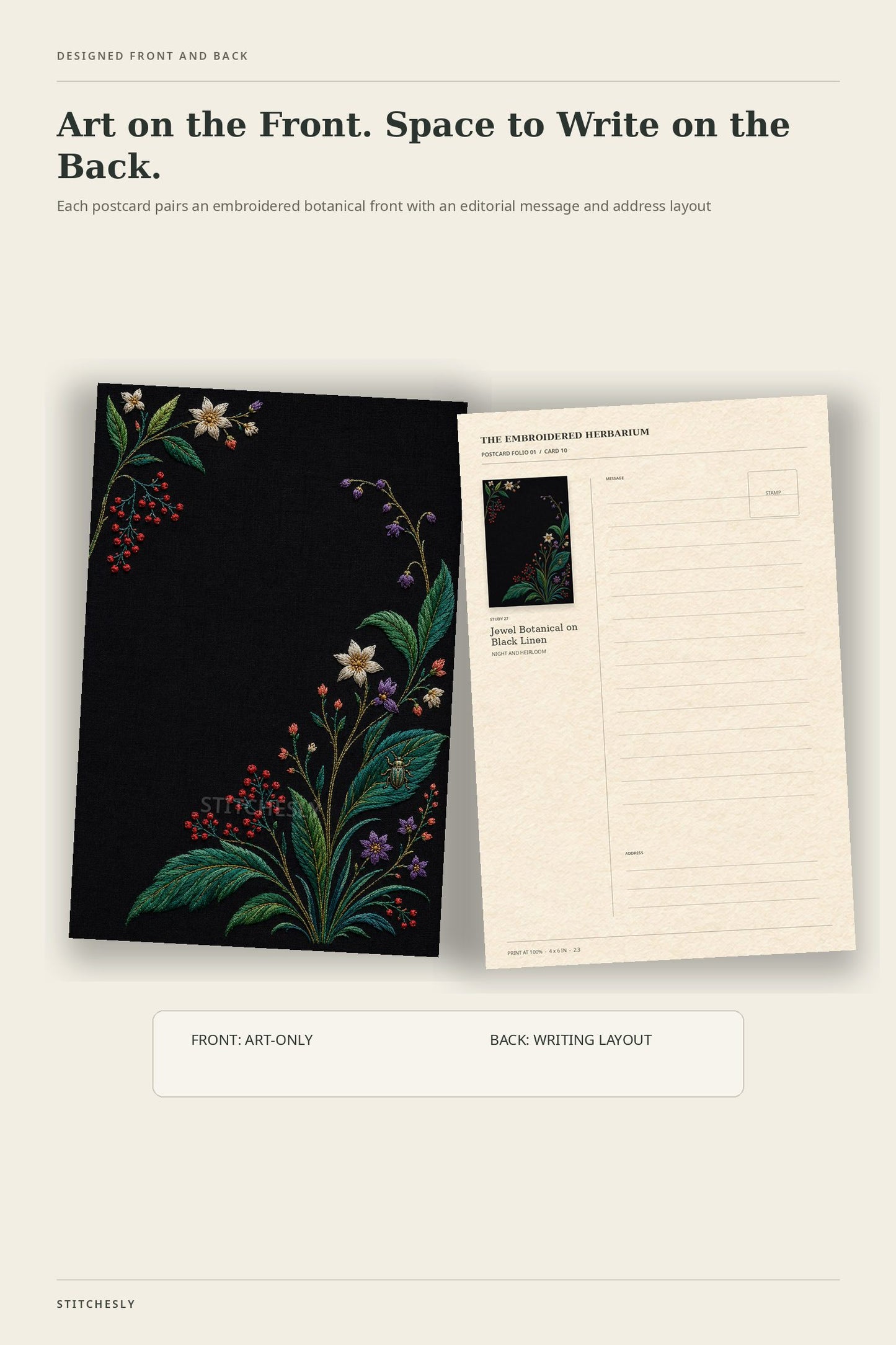 postcard front and back layout