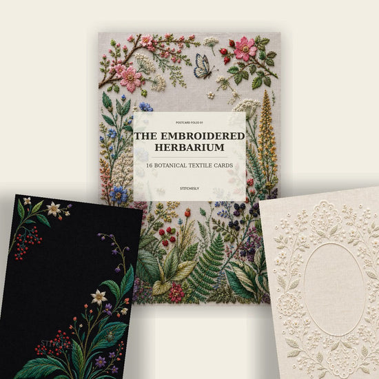 The Embroidered Herbarium printable postcard collection preview