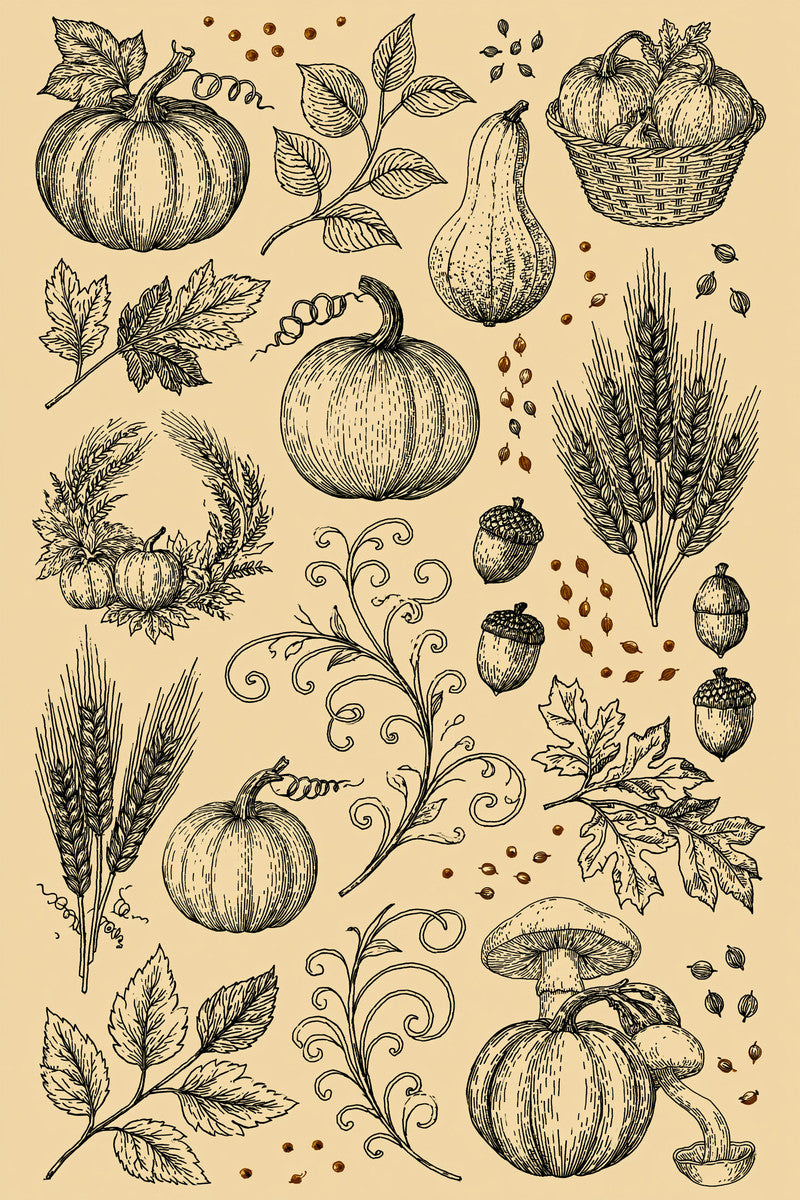 Pumpkins Gourds And Harvest Library from Halloween & Autumn Embroidery Book 3, a digital embroidery design reference for machine embroidery designs, embroidery patterns and seasonal embroidery motifs.