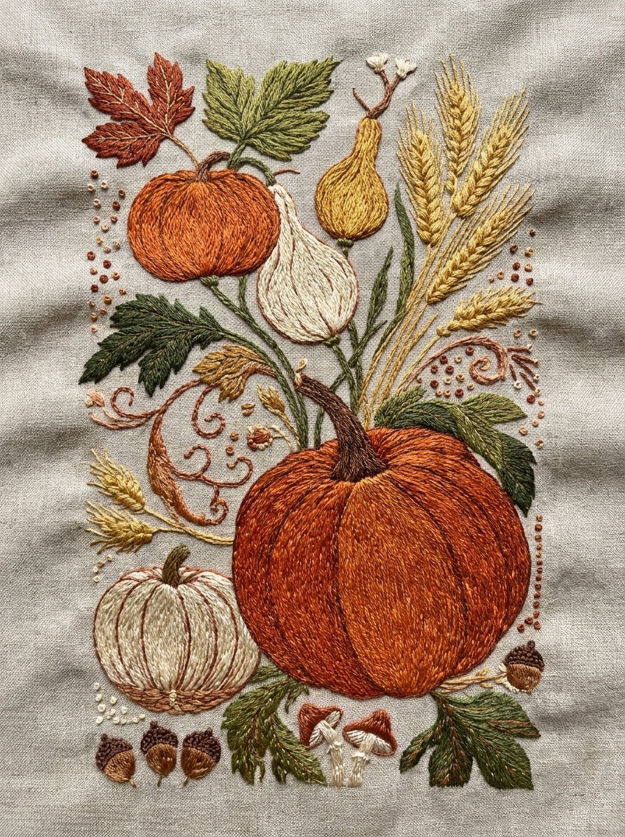 Pumpkins Gourds And Harvest Library from Halloween & Autumn Embroidery Book 1, a digital embroidery design reference for machine embroidery designs, embroidery patterns and seasonal embroidery motifs.