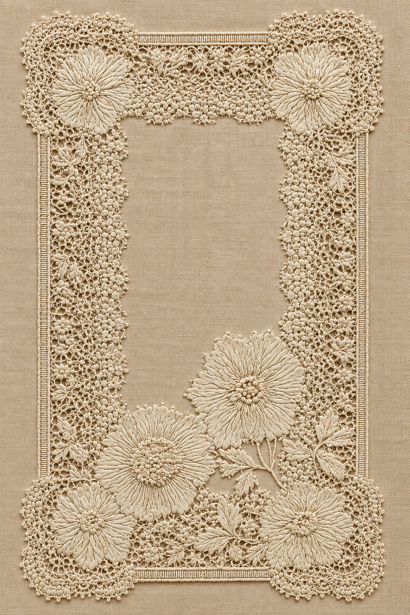 Rectangular Doily Panel 1 from Lace Embroidery & Broderie Designs Book 1, a digital embroidery design reference for machine embroidery designs, embroidery patterns and lace and broderie details.
