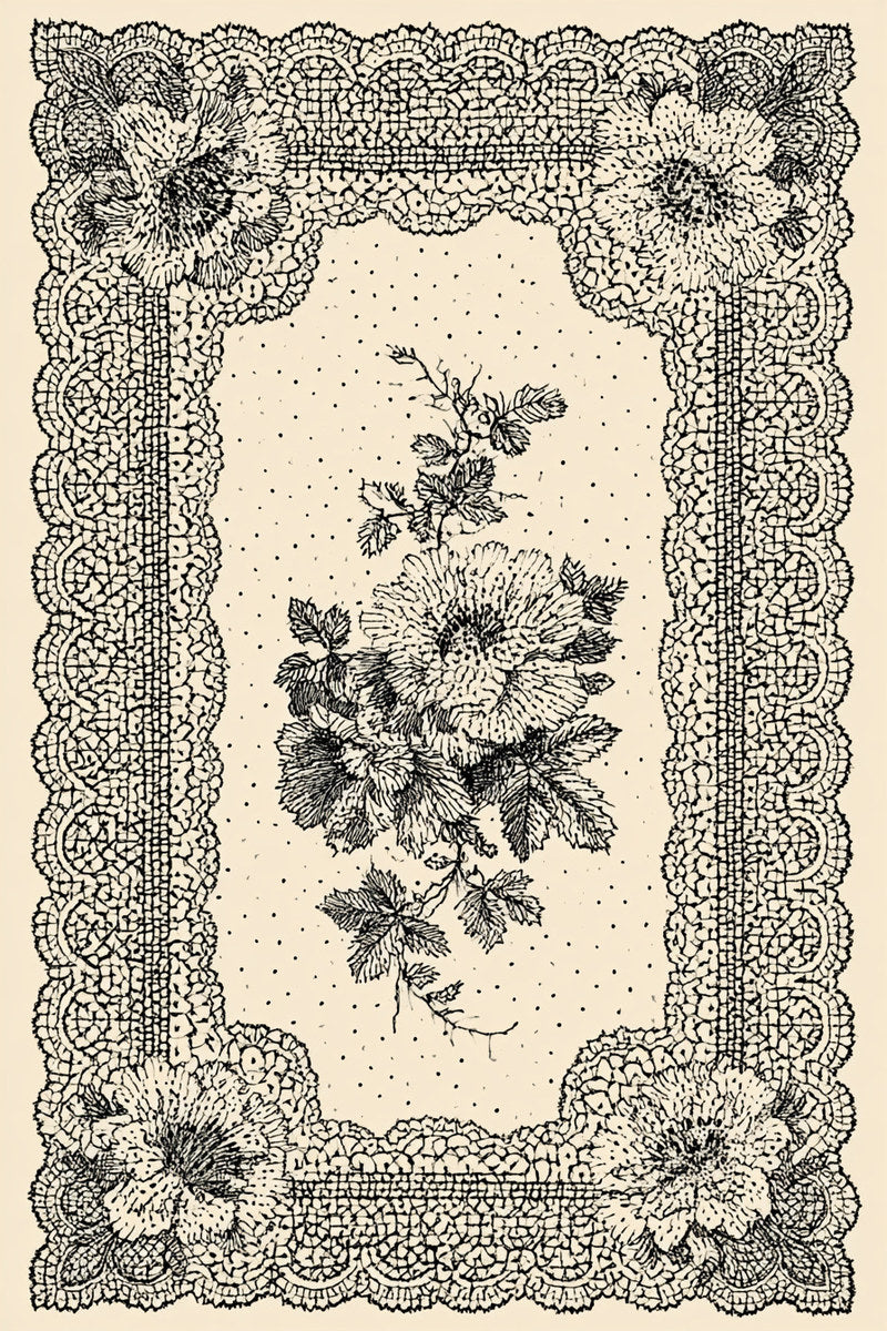 Rectangular Doily Panel from Lace Embroidery & Broderie Designs Book 2, a digital embroidery design reference for machine embroidery designs, embroidery patterns and lace and broderie details.