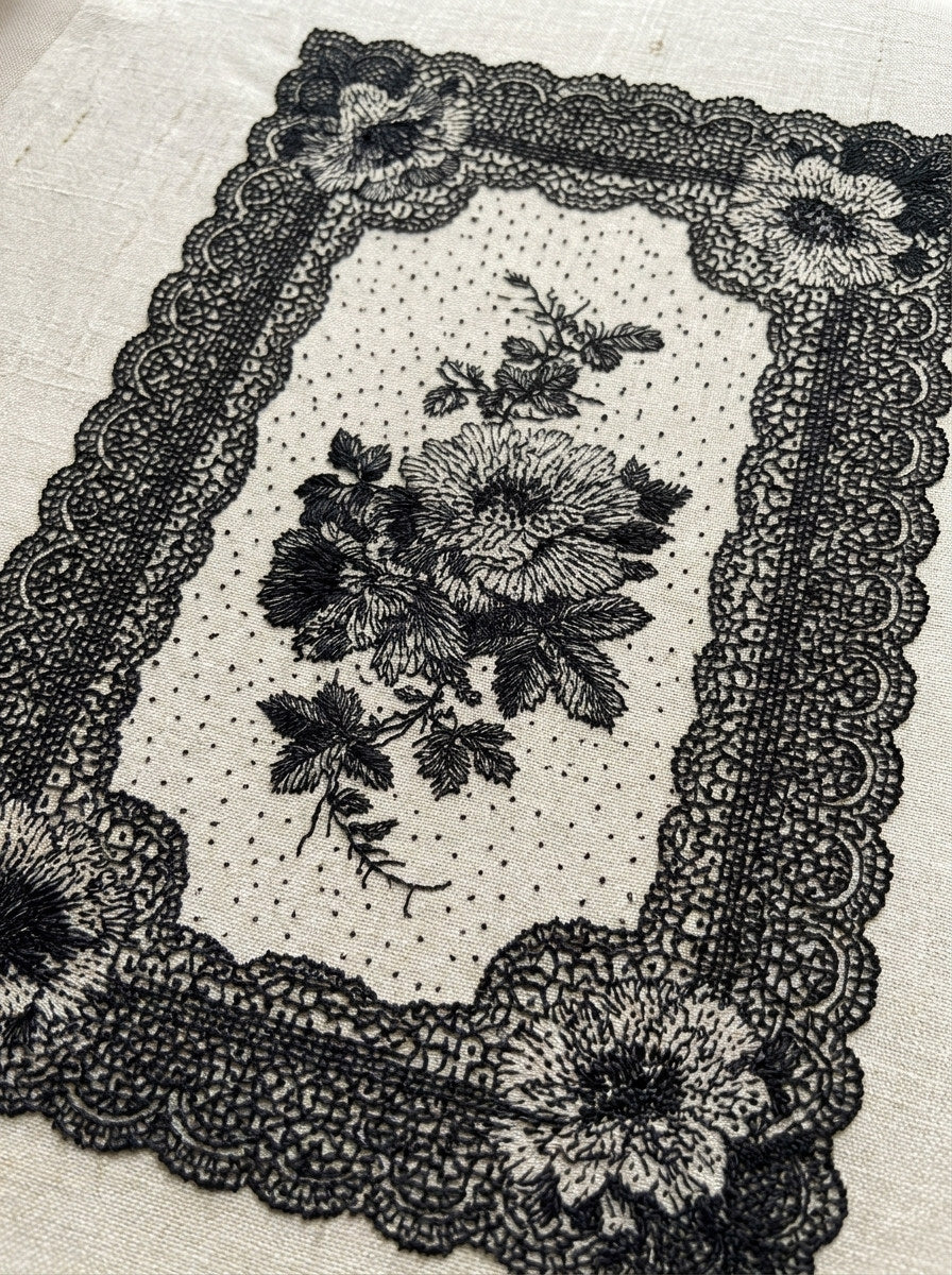 Rectangular Doily Panel from Lace Embroidery & Broderie Designs Book 2, a digital embroidery design reference for machine embroidery designs, embroidery patterns and lace and broderie details.