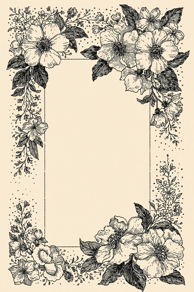 Rectangular Floral Label Frame 02 from Classic Frames & Borders Book 10, a digital embroidery design reference for machine embroidery designs, embroidery patterns and border and edge embroidery.