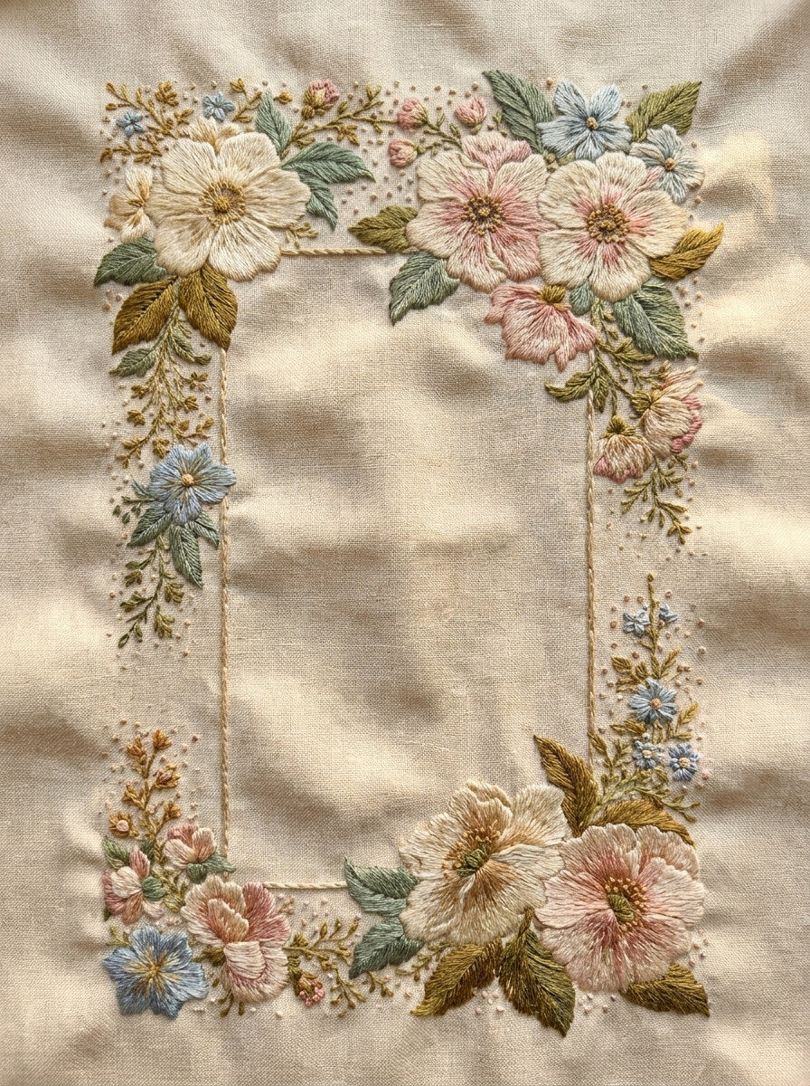 Rectangular Floral Label Frame 02 from Classic Frames & Borders Book 10, a digital embroidery design reference for machine embroidery designs, embroidery patterns and border and edge embroidery.
