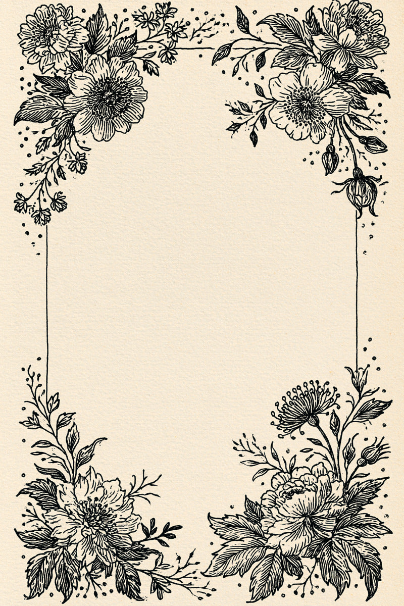 Rectangular Floral Label Frame from Classic Frames & Borders Book 10, a digital embroidery design reference for machine embroidery designs, embroidery patterns and border and edge embroidery.
