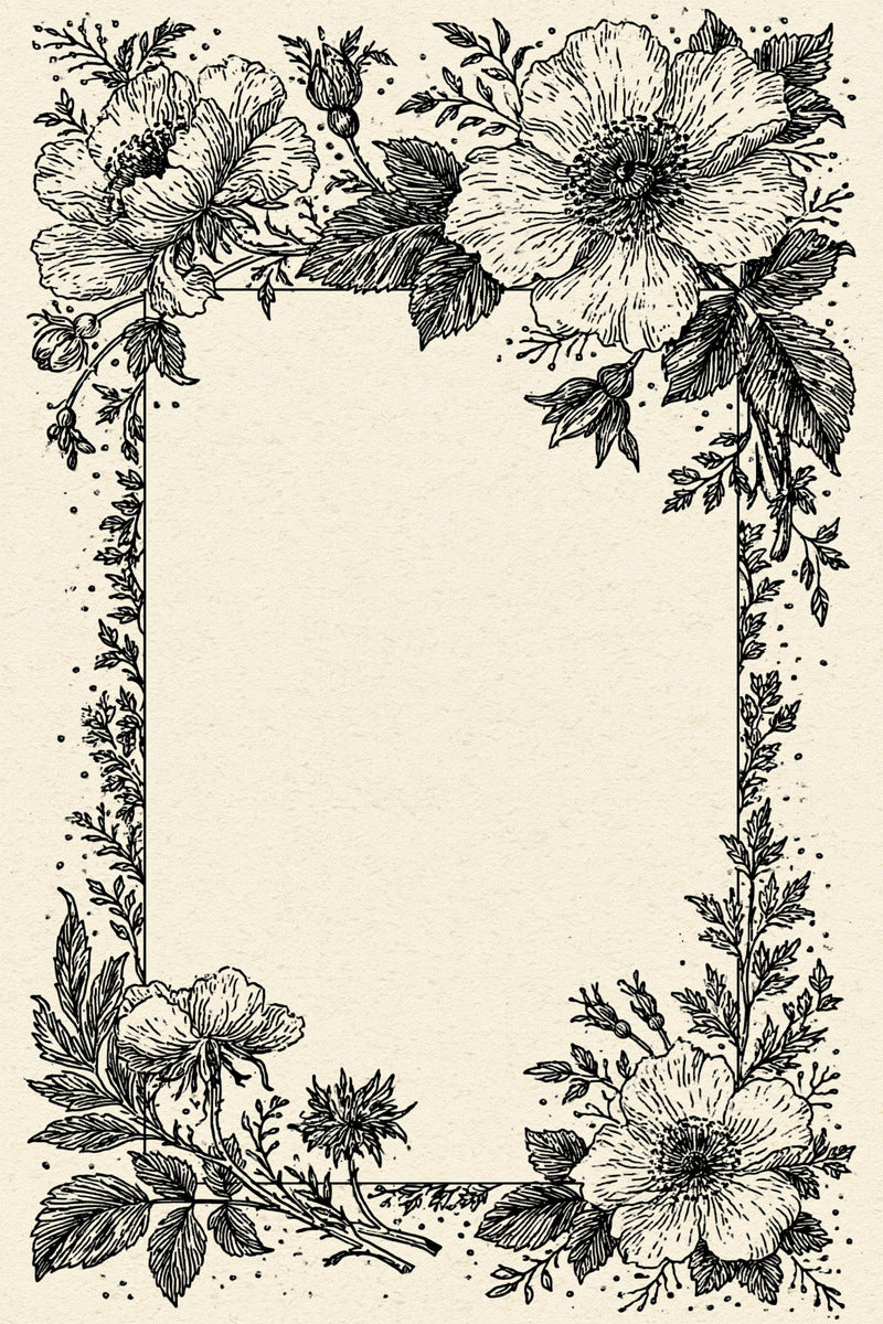 Rectangular Floral Label Frame from Classic Frames & Borders Book 2, a digital embroidery design reference for machine embroidery designs, embroidery patterns and border and edge embroidery.