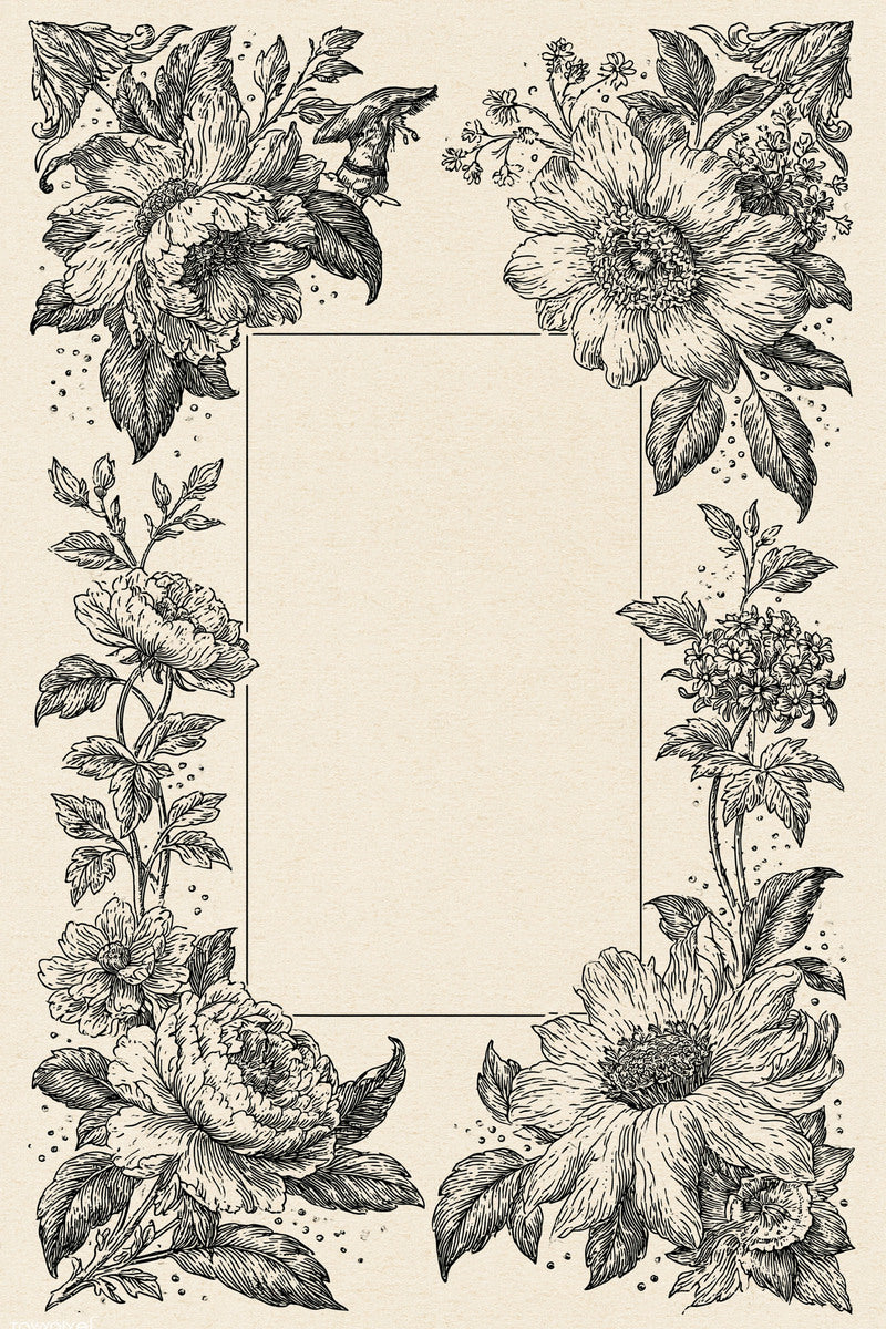 Rectangular Floral Label Frame from Classic Frames & Borders Book 3, a digital embroidery design reference for machine embroidery designs, embroidery patterns and border and edge embroidery.