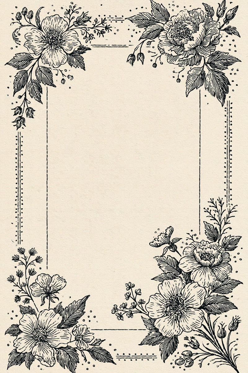 Rectangular Floral Label Frame from Classic Frames & Borders Book 8, a digital embroidery design reference for machine embroidery designs, embroidery patterns and border and edge embroidery.