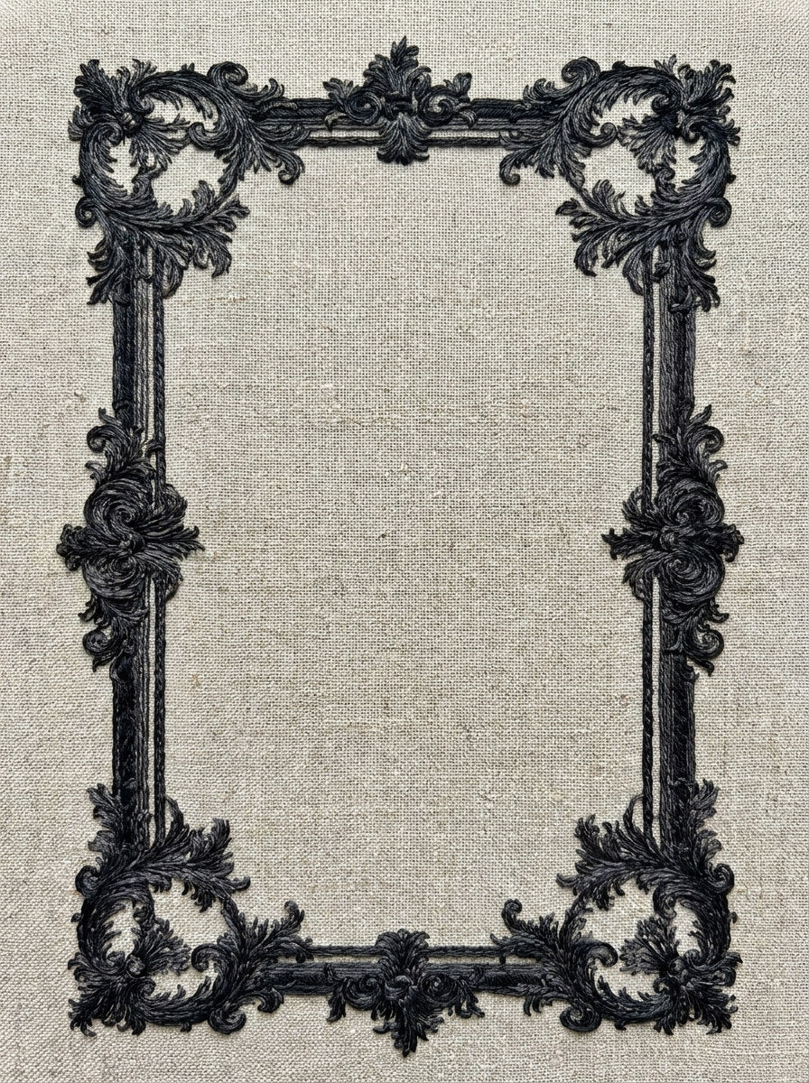 Rectangular Royal Frame from Baroque Scrollwork & Luxury Ornament Book 1, a digital embroidery design reference for machine embroidery designs, embroidery patterns and frames and monogram spaces.