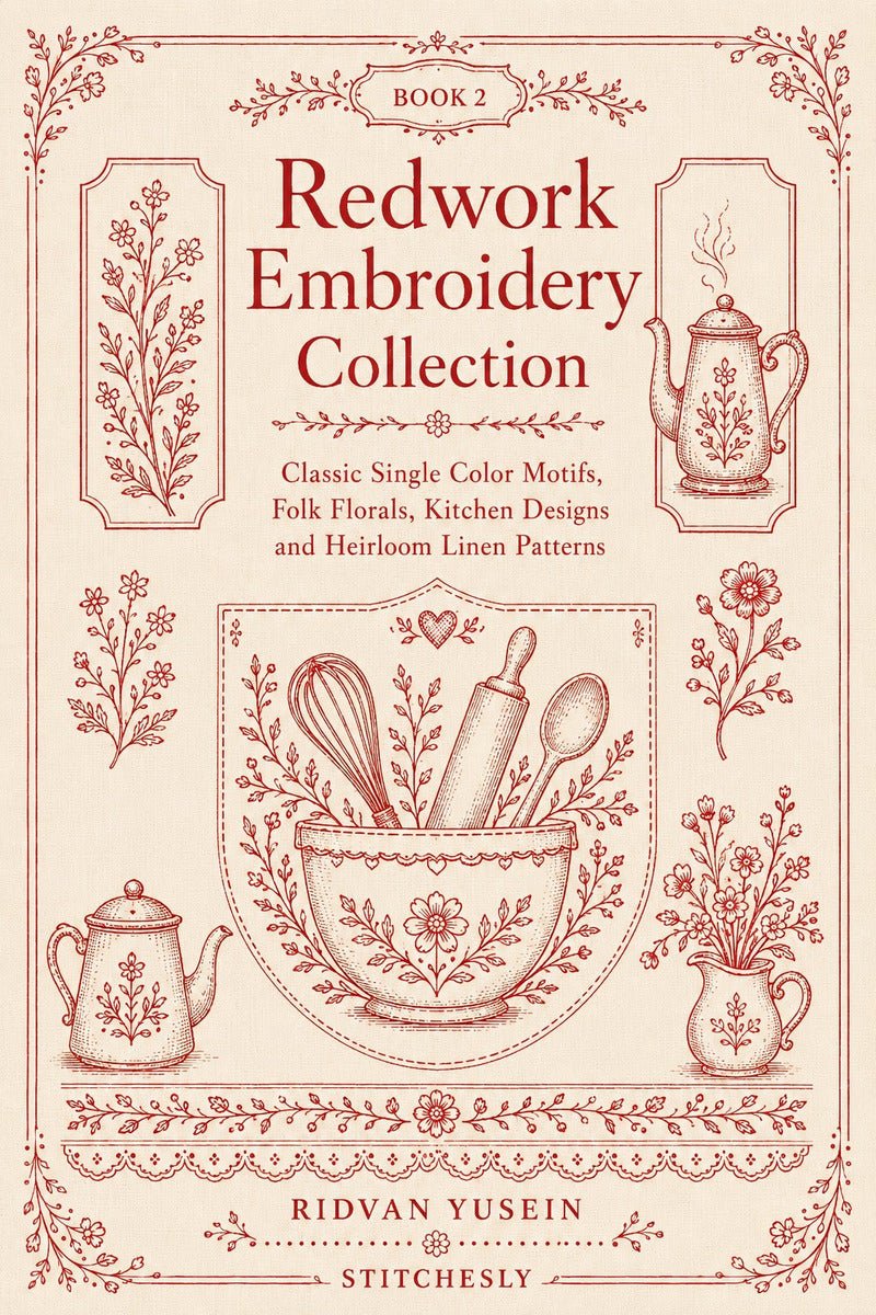 Redwork Embroidery Collection Edition Two digital PDF, flat book cover.