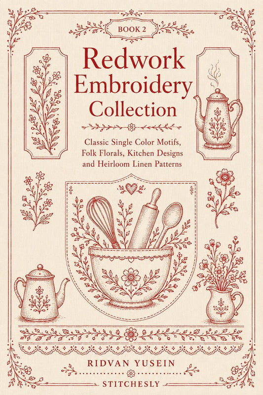 Redwork Embroidery Collection Edition Two digital PDF, flat book cover.
