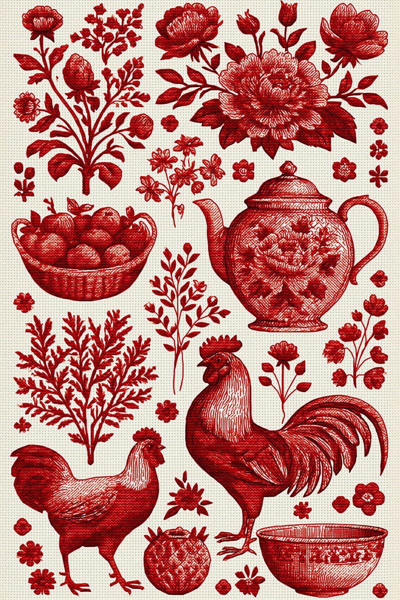 Vintage Cross Stitch & Redwork Library Book 18 Product Book 2 digital PDF embroidery design book - sample plate / motif preview 6