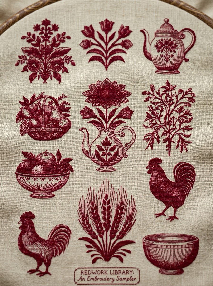 Vintage Cross Stitch & Redwork Library Book 18 Product Book 2 digital PDF embroidery design book - sample plate / motif preview 9