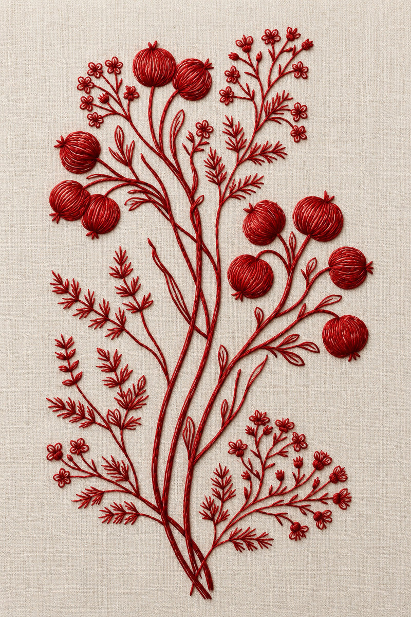 Redwork Kitchen Towel Motif 02 from Napkins, Table Runners & Kitchen Linens Book 1, a digital embroidery design reference for machine embroidery designs, embroidery patterns and border and edge embroidery.