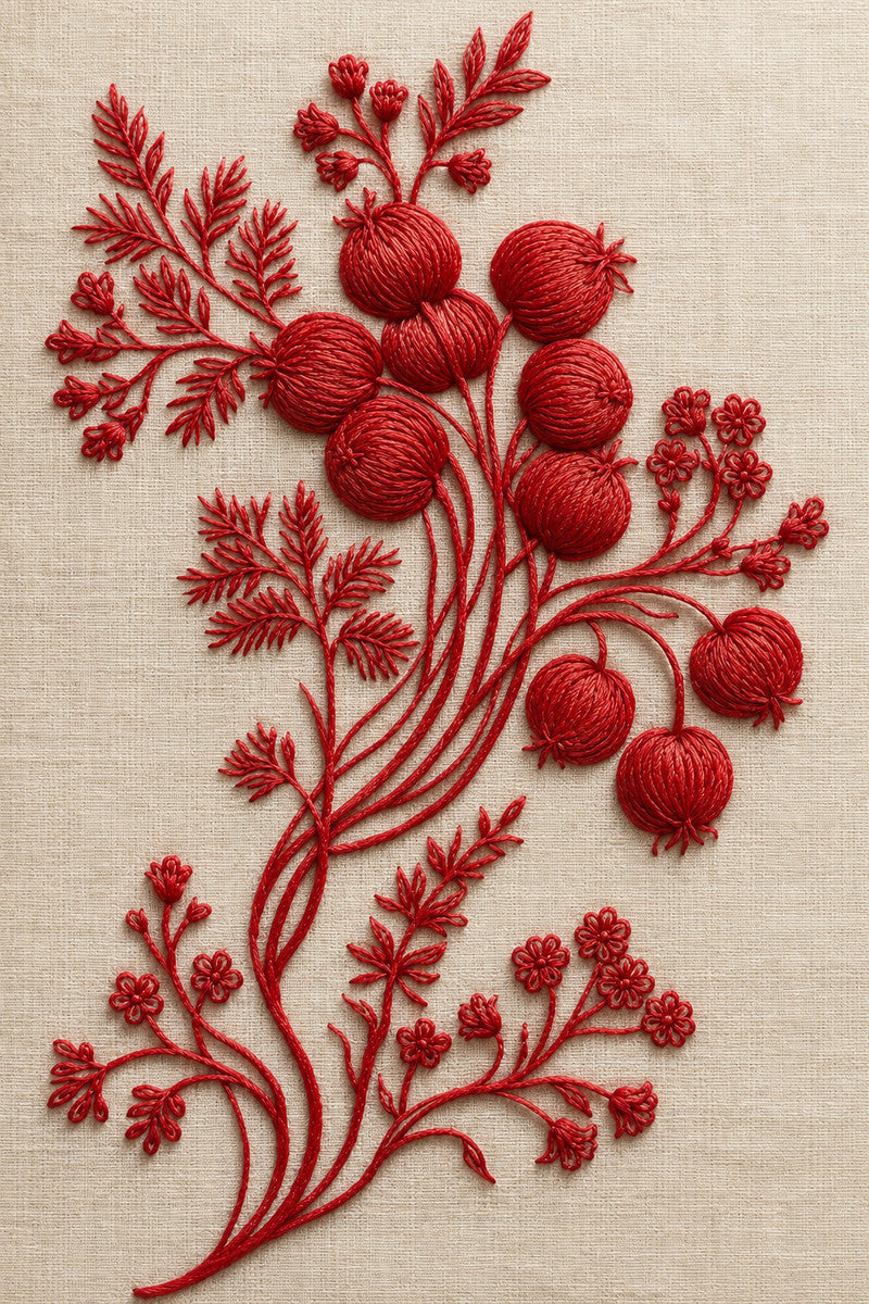 Redwork Kitchen Towel Motif 02 from Napkins, Table Runners & Kitchen Linens Book 4, a digital embroidery design reference for machine embroidery designs, embroidery patterns and border and edge embroidery.
