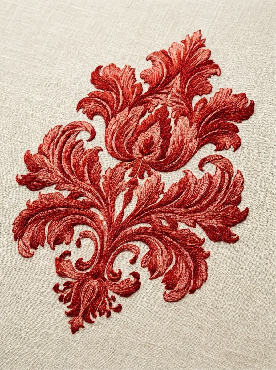 Regal Damask Center Motif from Baroque Scrollwork & Luxury Ornament Book 3, a digital embroidery design reference for machine embroidery designs, embroidery patterns and embroidery design reference.