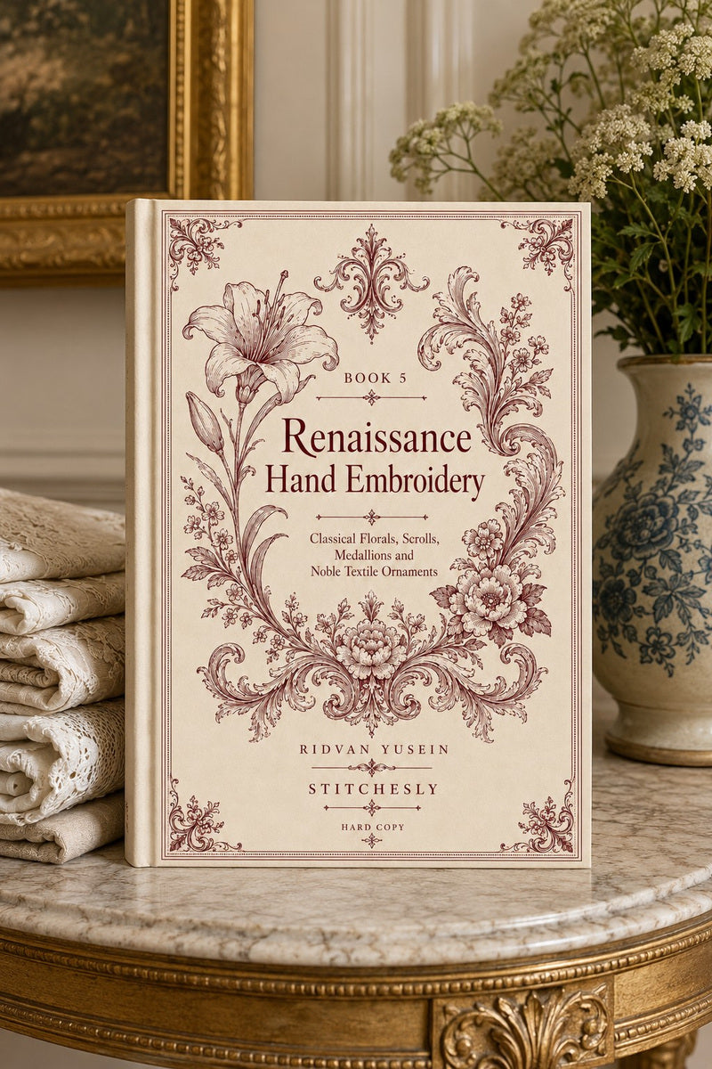 Renaissance Hand Embroidery Book 19 Product Book 5 digital PDF embroidery design book - main cover / hero image 2
