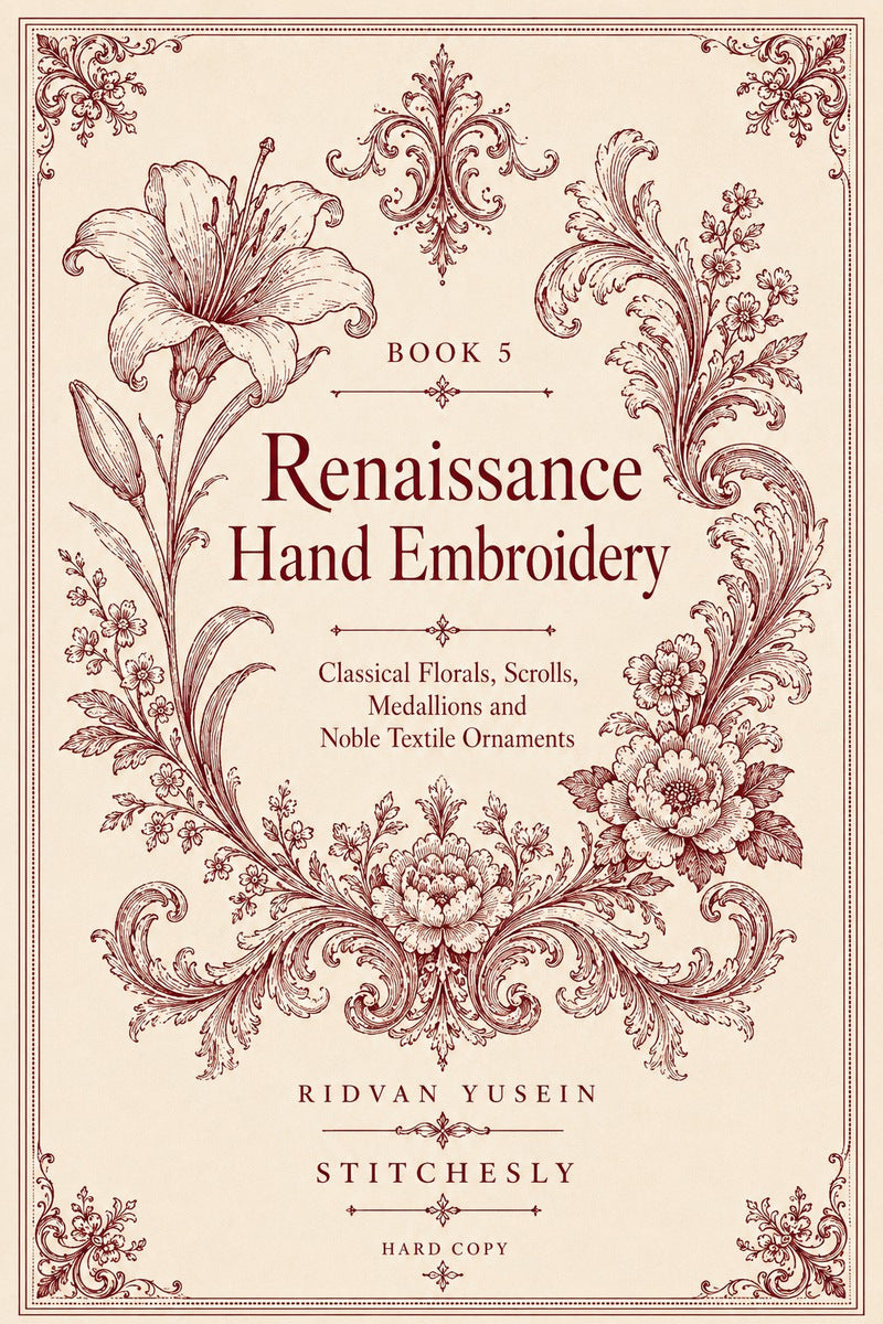Renaissance Hand Embroidery Book 19 Product Book 5 digital PDF embroidery design book - main cover / hero image 3