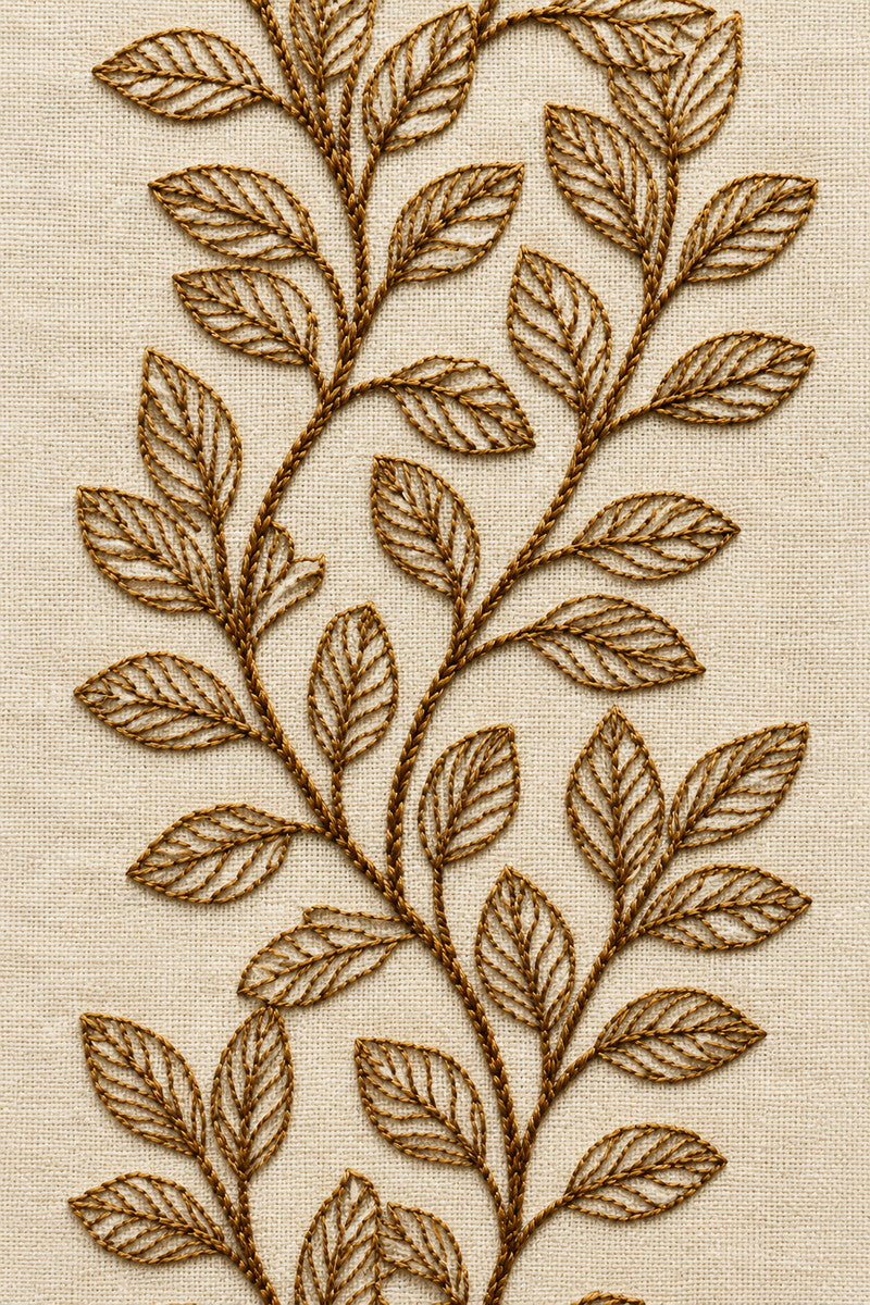 Repeating Leaf Border from Botanical Embroidery Designs Book 4, a digital embroidery design reference for machine embroidery designs, embroidery patterns and border and edge embroidery.