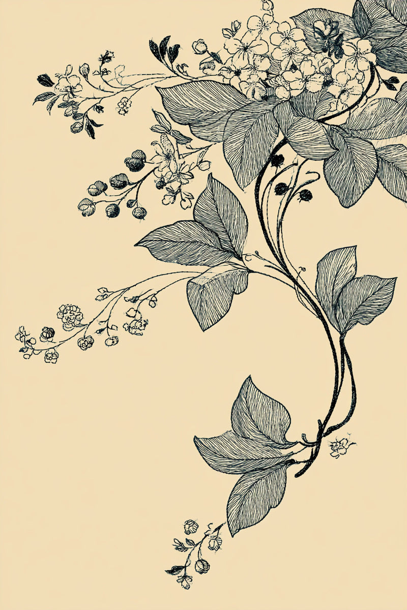 Rich Botanical Textile Corner 02 from Botanical Embroidery Designs Book 4, a digital embroidery design reference for machine embroidery designs, embroidery patterns and corner embroidery.