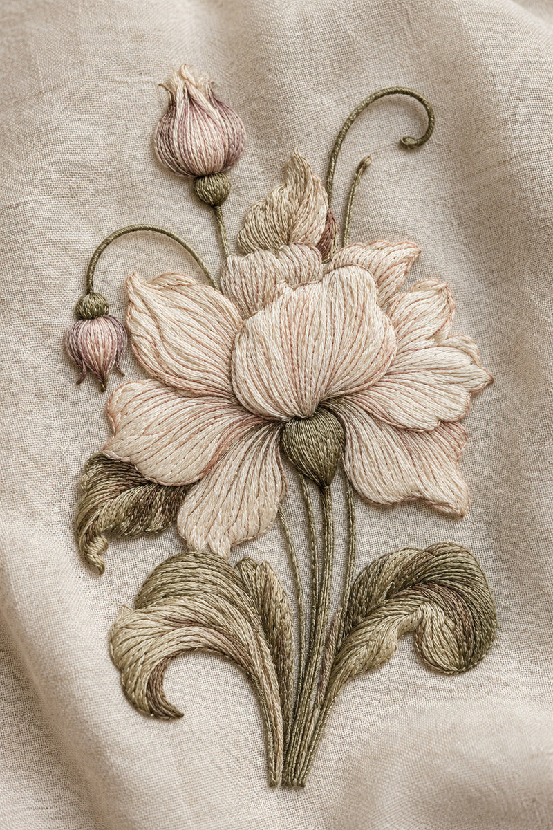 Rich Decorative Botanical Centerpiece 1 from Botanical Embroidery Designs Book 2, a digital embroidery design reference for machine embroidery designs, embroidery patterns and botanical and floral embroidery.