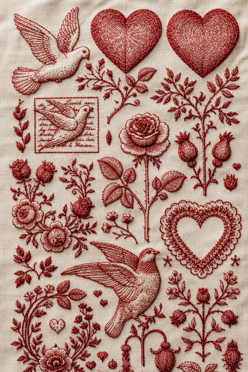 Romantic And Valentine Modular Kit 1 from Modular & Combine Friendly Embroidery Systems - Book 2, a machine embroidery design reference.