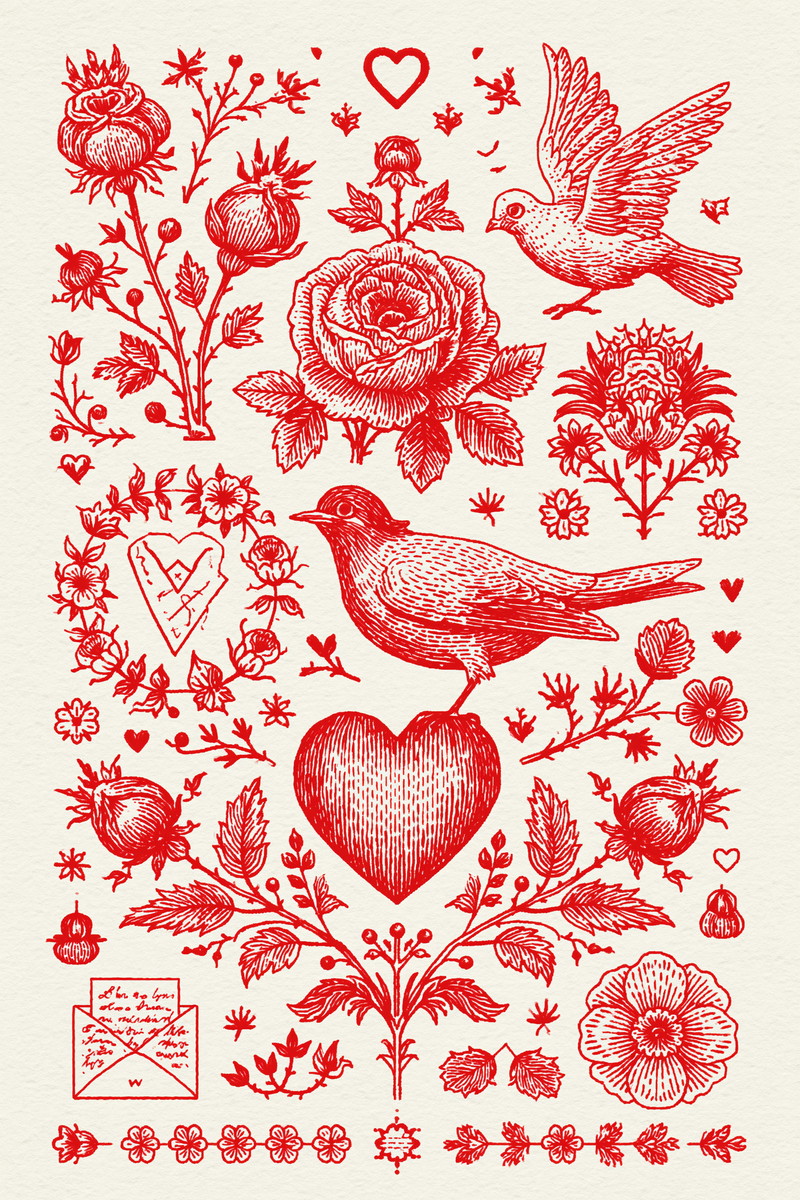 Romantic And Valentine Modular Kit from Modular & Combine Friendly Embroidery Systems Book 1, a digital embroidery design reference for machine embroidery designs, embroidery patterns and seasonal embroidery motifs.