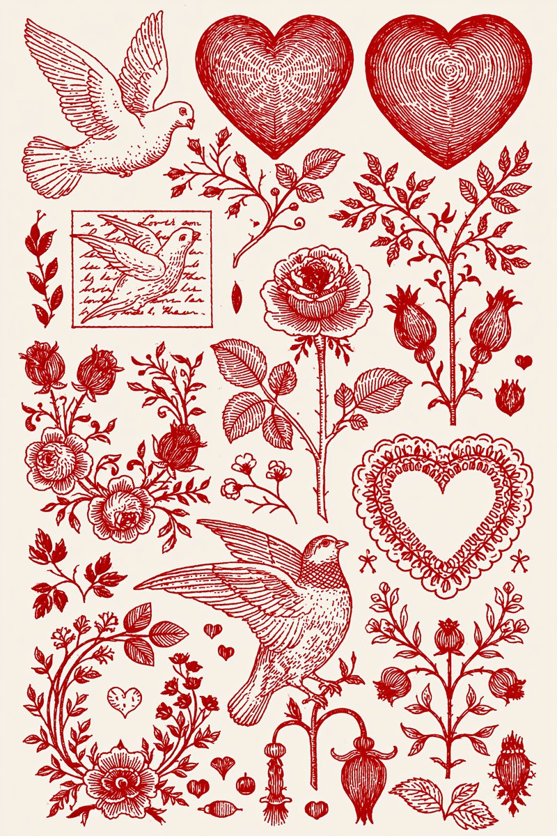 Romantic And Valentine Modular Kit from Modular & Combine Friendly Embroidery Systems - Book 2, a machine embroidery design reference.