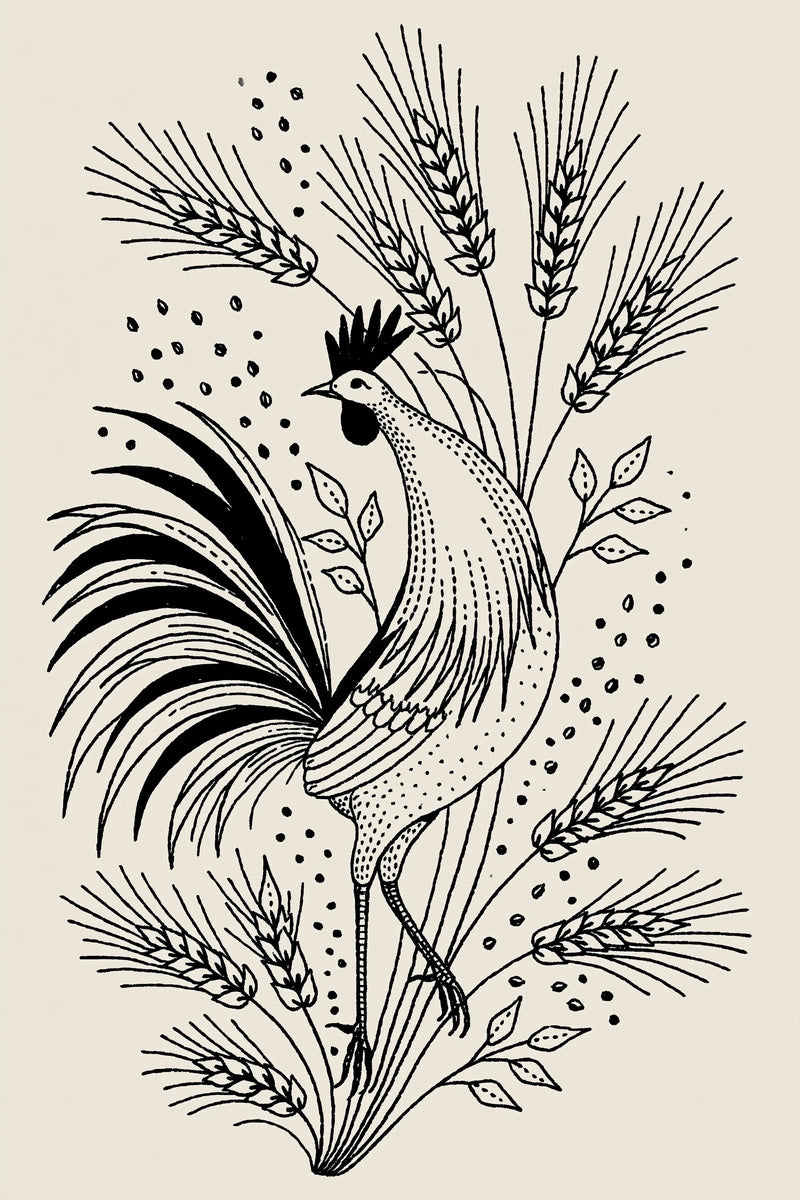 Rooster And Wheat Motif Kitchen from Kitchen Towels & Aprons Embroidery Book 1, a digital embroidery design reference for machine embroidery designs, embroidery patterns and linen and home textile projects.