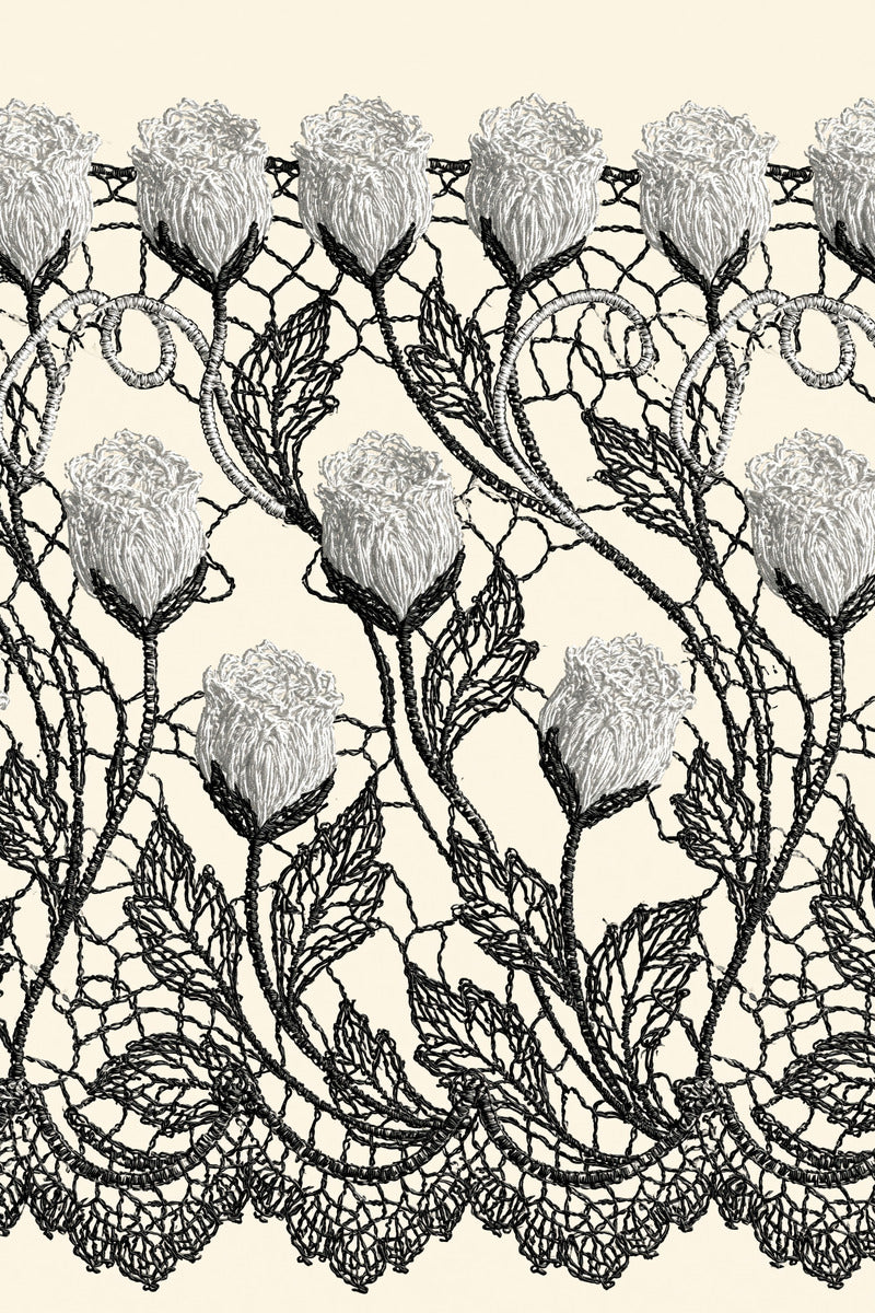 Rosebud Crochet Border Crochet Lace from Crochet Lace Borders & Edgings Book 4, a digital embroidery design reference for machine embroidery designs, embroidery patterns and border and edge embroidery.