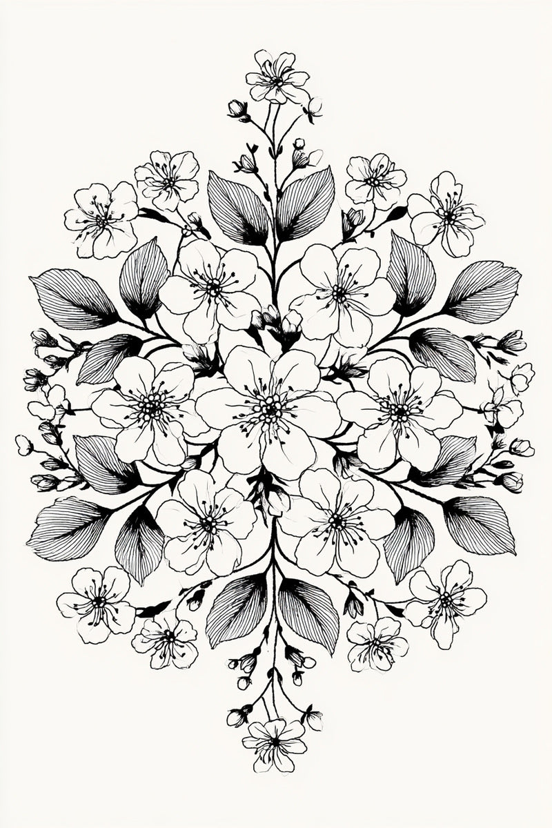 Round Botanical Medallion from Botanical Embroidery Designs Book 3, a digital embroidery design reference for machine embroidery designs, embroidery patterns and botanical and floral embroidery.
