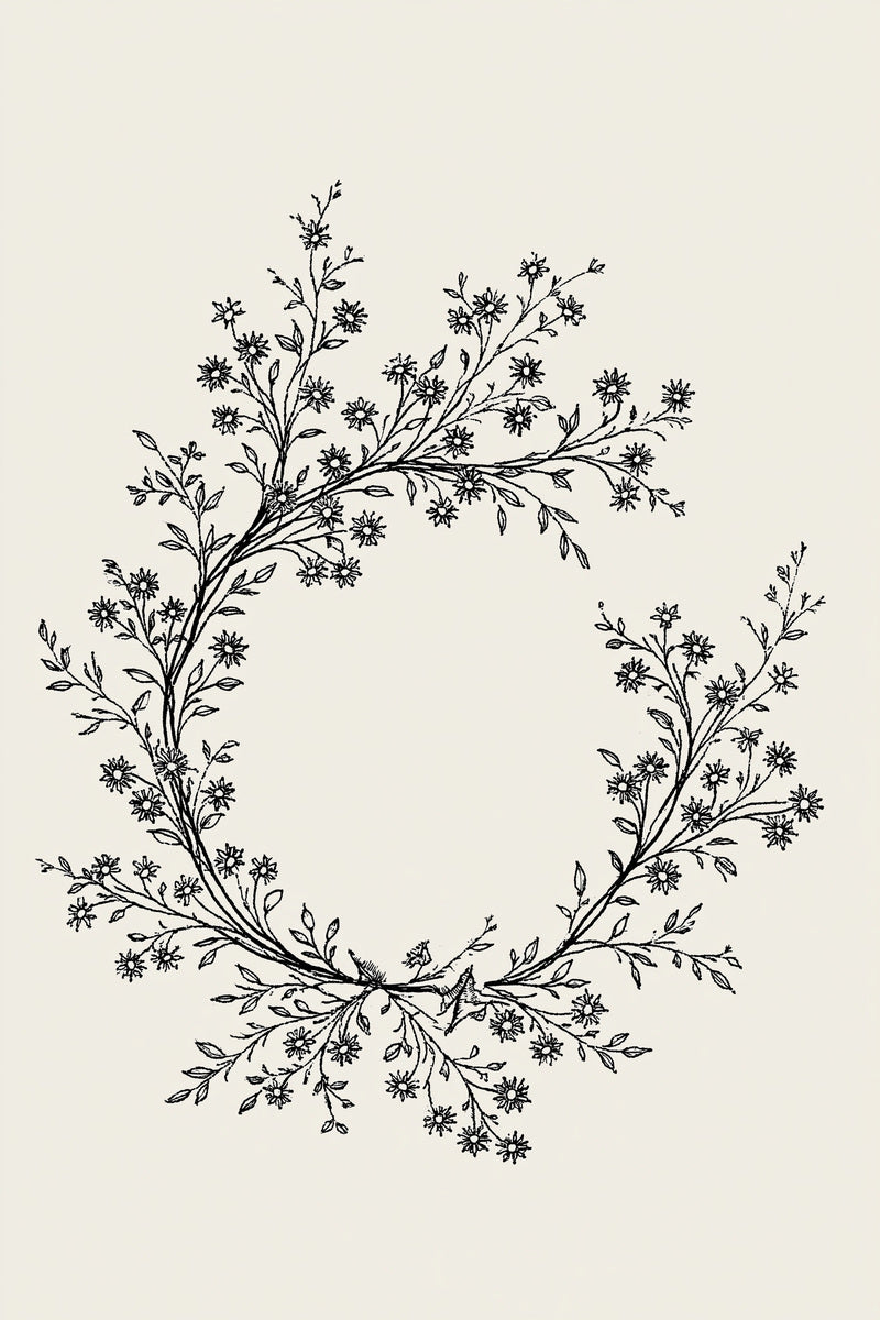 Round French Monogram Wreath French from French Embroidery & La Broderie Blanche Book 4, a digital embroidery design reference for machine embroidery designs, embroidery patterns and frames and monogram spaces.