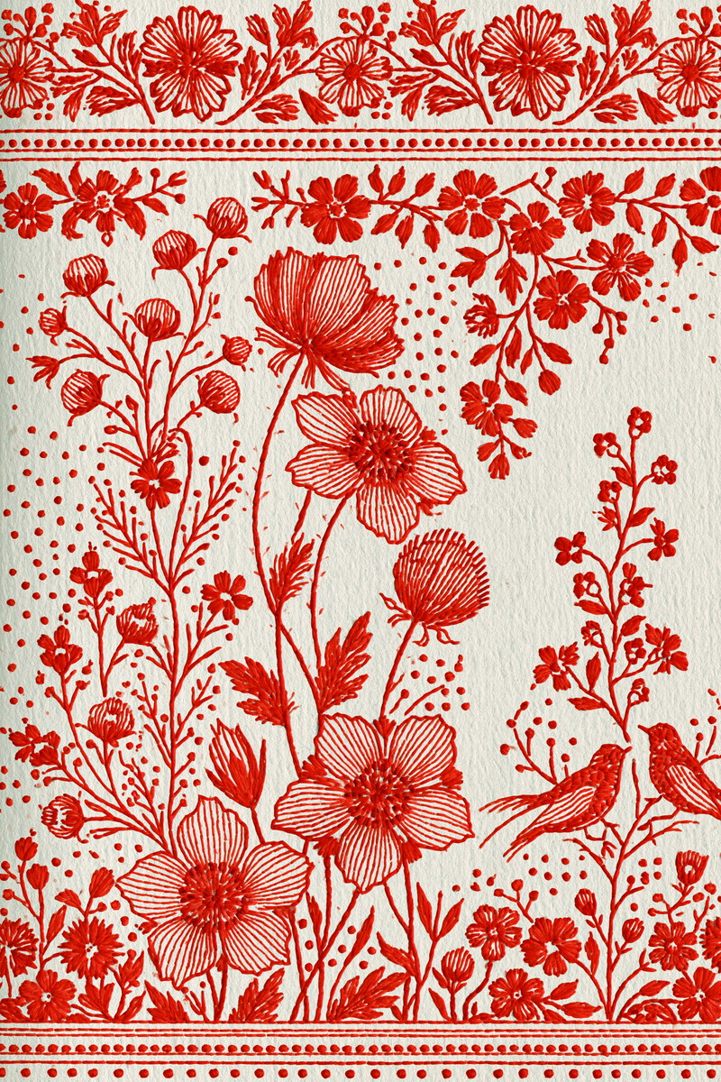 Rustic Border Folk Frame And from Folk Redwork & Country Florals Book 2, a digital embroidery design reference for machine embroidery designs, embroidery patterns and border and edge embroidery.
