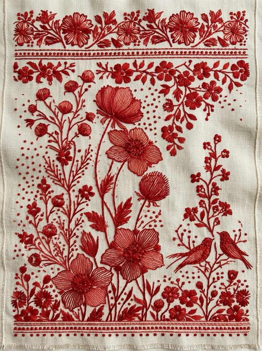 Rustic Border Folk Frame And from Folk Redwork & Country Florals Book 2, a digital embroidery design reference for machine embroidery designs, embroidery patterns and border and edge embroidery.