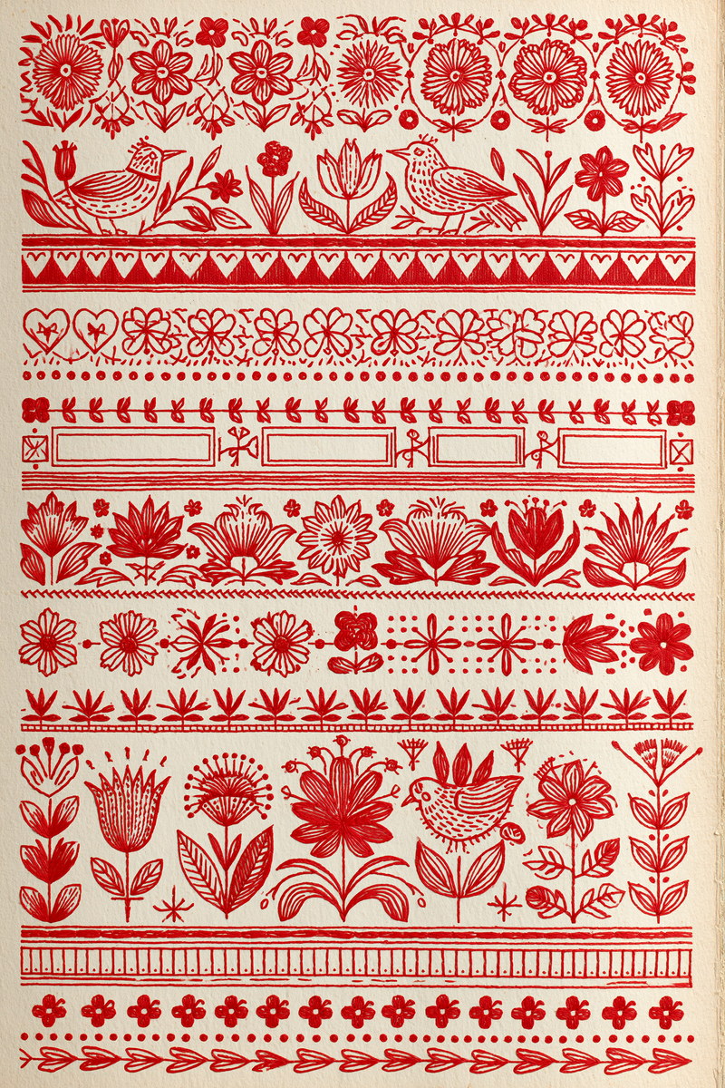 Rustic Borders Folk Frames And from Folk Redwork & Country Florals Book 1, a digital embroidery design reference for machine embroidery designs, embroidery patterns and border and edge embroidery.