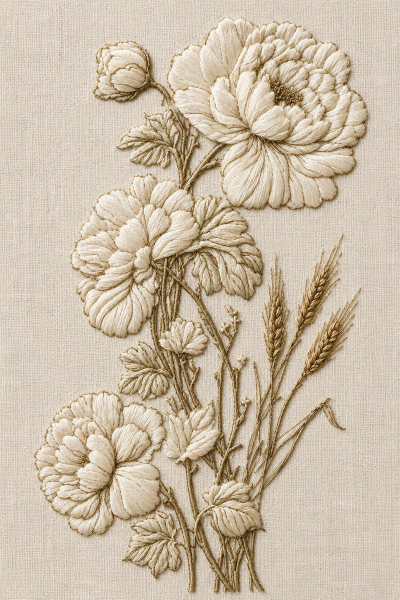 Sacred Floral Vestment Panel 1 from Church Embroidery & Sacred Ornament Book 4, a digital embroidery design reference for machine embroidery designs, embroidery patterns and botanical and floral embroidery.