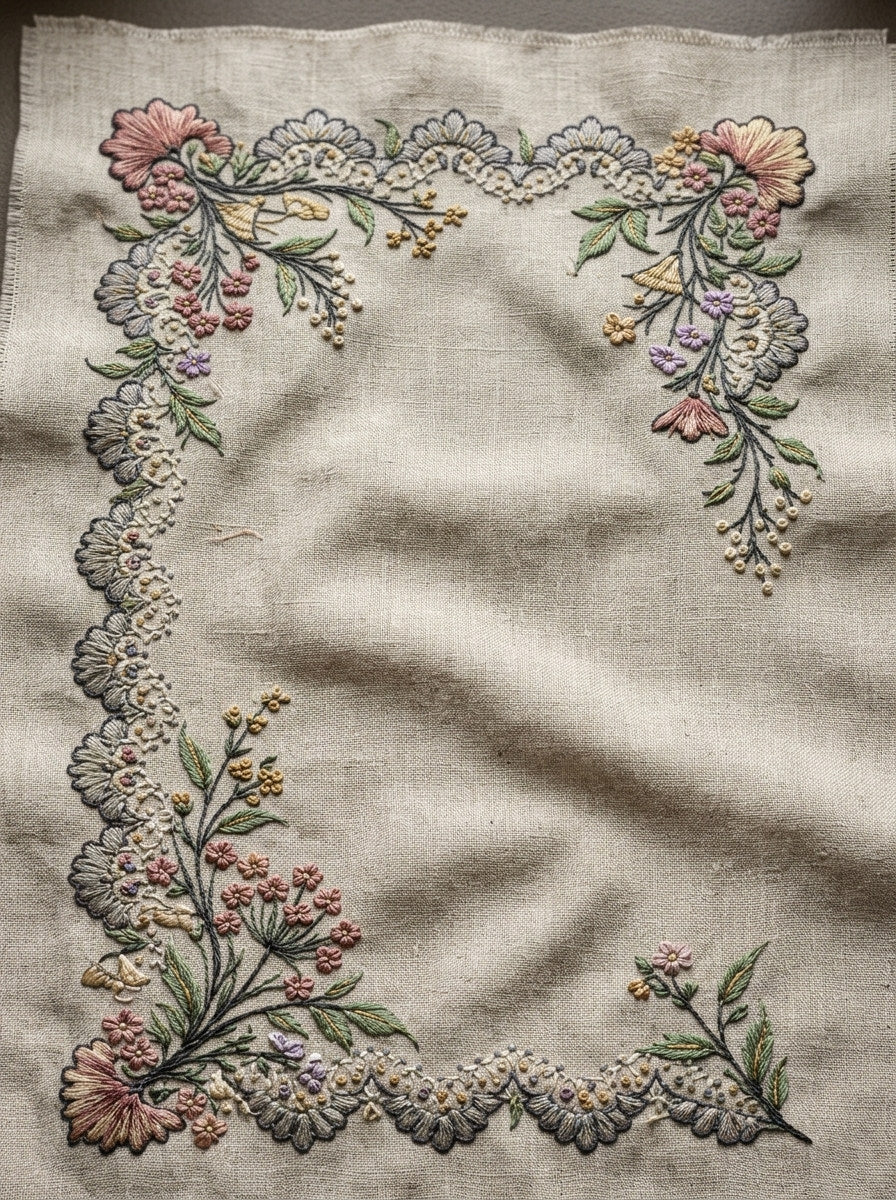 Scalloped Floral Border Classic Embroidery from Classic Frames & Borders Book 9, a digital embroidery design reference for machine embroidery designs, embroidery patterns and border and edge embroidery.