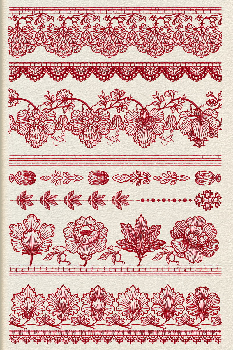 Scalloped Lace Inspired And Botanical from Classic Frames & Borders Book 3, a digital embroidery design reference for machine embroidery designs, embroidery patterns and border and edge embroidery.