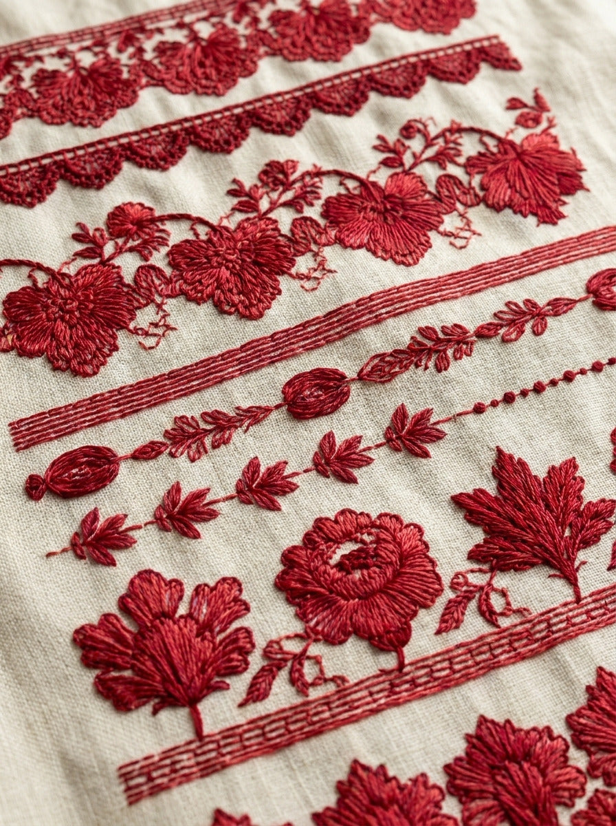Scalloped Lace Inspired And Botanical from Classic Frames & Borders Book 3, a digital embroidery design reference for machine embroidery designs, embroidery patterns and border and edge embroidery.